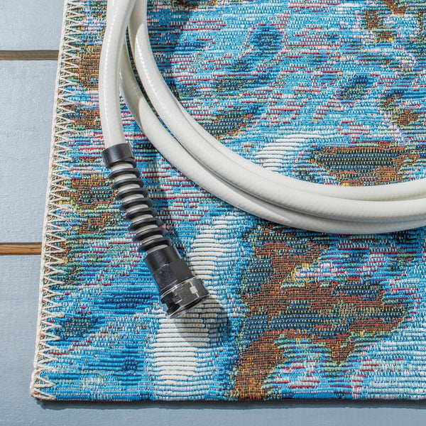 Barbados 500 Barbados 581 Outdoor Power Loomed 23% Polyester, 76% Polypropylene Rug Gold / Blue
