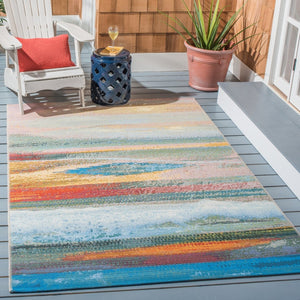 Barbados 500 Barbados 585 Outdoor Power Loomed 23% Polyester, 76% Polypropylene Rug Light Blue / Pink