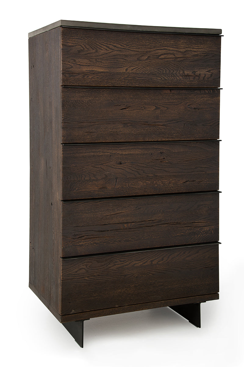 VIG Furniture Modrest Selma Modern Dark Aged Oak and Concrete Top Chest VGEDBB08002