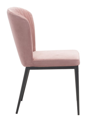 Zuo Modern Tolivere 100% Polyester, Plywood, Steel Modern Commercial Grade Dining Chair Set - Set of 2 Pink, Black 100% Polyester, Plywood, Steel