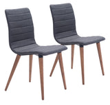 Zuo Modern Jericho 100% Polyester, Plywood, Birch Wood Mid Century Commercial Grade Dining Chair Set - Set of 2 Gray, Brown 100% Polyester, Plywood, Birch Wood