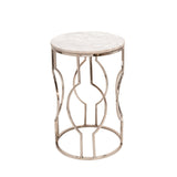 Sagebrook Home Glam Set of 2 -  Metal/marble Round Tables, Silver 15464-02 Gold Marble