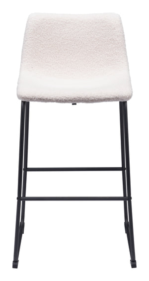 Zuo Modern Smart 100% Polyester, Plywood, Steel Transitional Commercial Grade Barstool Set - Set of 2 Ivory, Black 100% Polyester, Plywood, Steel