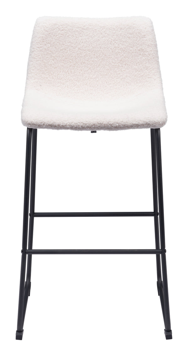 Zuo Modern Smart 100% Polyester, Plywood, Steel Transitional Commercial Grade Barstool Set - Set of 2 Ivory, Black 100% Polyester, Plywood, Steel