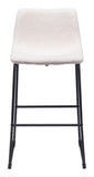 Zuo Modern Smart 100% Polyester, Plywood, Steel Transitional Commercial Grade Barstool Set - Set of 2 Ivory, Black 100% Polyester, Plywood, Steel