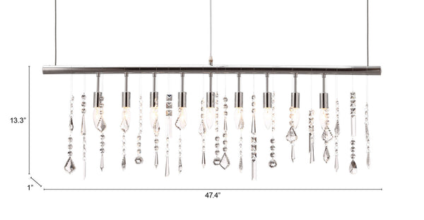 Zuo Modern Shooting Steel, Glass Modern Commercial Grade Ceiling Lamp Chrome, Clear Steel, Glass