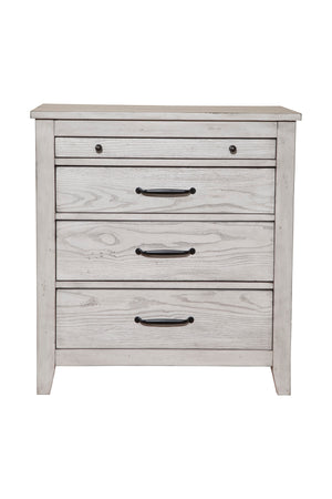 Aria 3-Drawer Nightstand with Pullout Tray - Stylish Weathered White Finish & Ample Storage Space