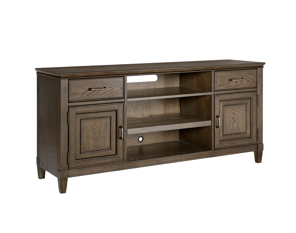 Newport 66" TV Console in Planked Oak - Stylish Storage with Cable Management & Soundbar Shelf