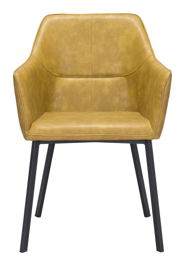 Zuo Modern Loiret 100% Polyurethane, Plywood, Steel Modern Commercial Grade Dining Chair Set - Set of 2 Yellow, Black 100% Polyurethane, Plywood, Steel