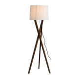 Sagebrook Home Contemporary Wood, 55"h Cylindrical Floor Lamp, Brown/off White 50732 Brown Mango Wood