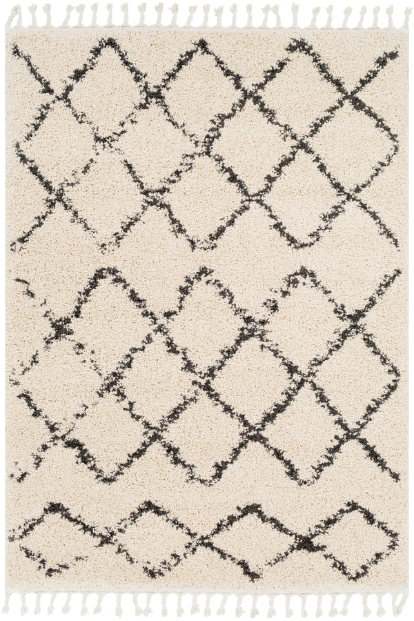 Berber Shag BBE-2300 Global Polypropylene Rug BBE2300-5373 Charcoal, Beige 100% Polypropylene 5'3" x 7'3"