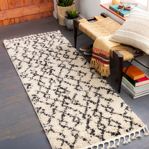 Berber Shag BBE-2301 Global Polypropylene Rug BBE2301-2773 Charcoal, Beige 100% Polypropylene 2'7" x 7'3"