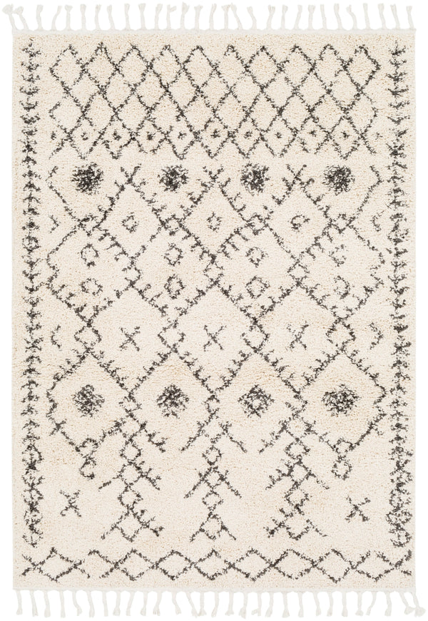Berber Shag BBE-2302 Global Polypropylene Rug BBE2302-5373 Charcoal, Beige 100% Polypropylene 5'3" x 7'3"