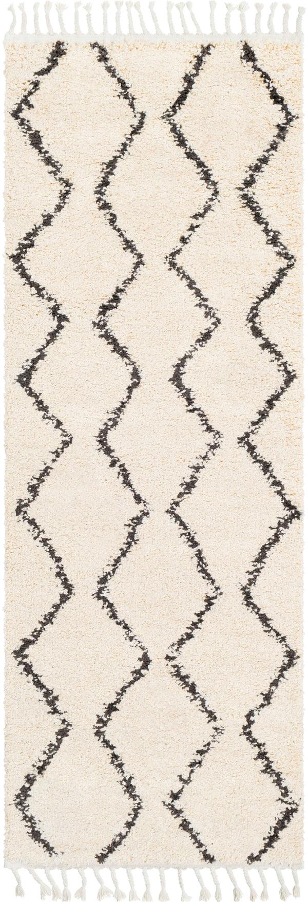 Berber Shag BBE-2303 Global Polypropylene Rug BBE2303-2773 Charcoal, Beige 100% Polypropylene 2'7" x 7'3"