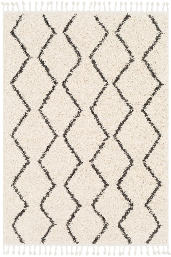 Berber Shag BBE-2303 Global Polypropylene Rug BBE2303-5373 Charcoal, Beige 100% Polypropylene 5'3" x 7'3"