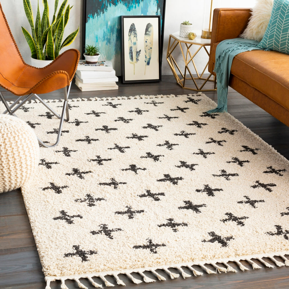 Berber Shag BBE-2310 Global Polypropylene Rug BBE2310-9212 Charcoal, Beige 100% Polypropylene 9' x 12'