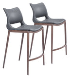 English Elm EE2648 100% Polyurethane, Plywood, Steel Modern Commercial Grade Counter Chair Set - Set of 2 Dark Gray, Walnut 100% Polyurethane, Plywood, Steel