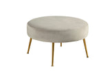 Alpine Furniture Rebecca Footstool, Grey 9010-2-GRY Grey with Gold Legs Velour Fabric with Rubberwood Solid Frame 24 x 24 x 15