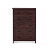 Noble House Olimont Contemporary 5 Drawer Chest, Walnut