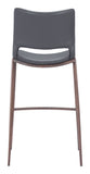 Zuo Modern Ace 100% Polyurethane, Plywood, Steel Modern Commercial Grade Barstool Set - Set of 2 Dark Gray, Walnut 100% Polyurethane, Plywood, Steel