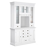 Halifax Kitchen Hutch Unit in semi-gloss paint with a smooth top coat. Solid Mahogany, Composite wood, Glass