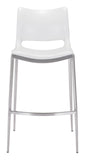 English Elm EE2648 100% Polyurethane, Plywood, Stainless Steel Modern Commercial Grade Bar Chair Set - Set of 2 White, Silver 100% Polyurethane, Plywood, Stainless Steel
