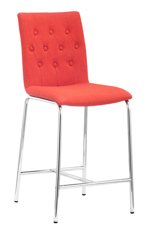 Zuo Modern Uppsala 100% Polyester, Plywood, Steel Modern Commercial Grade Counter Stool Set - Set of 2 Tangerine, Chrome 100% Polyester, Plywood, Steel