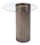 Zuo Modern Emi Tempered Glass, Steel Mid Century Commercial Grade End Table Antique Gold, Clear Tempered Glass, Steel