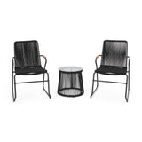 Moonstone Modern Outdoor Rope Weave Chat Set with Side Table