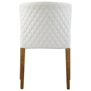 Albie Low-Back Dining Chair Set of 2 - Stylish Bonded Leather with Quilted Design & Solid Wood Legs