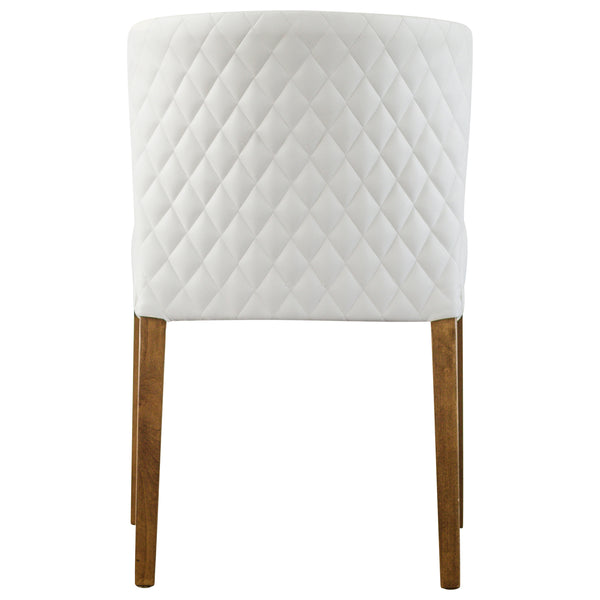 Albie Low-Back Dining Chair Set of 2 - Stylish Bonded Leather with Quilted Design & Solid Wood Legs
