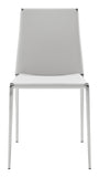 Zuo Modern Alex 100% Polyurethane, Plywood, Steel Modern Commercial Grade Dining Chair Set - Set of 4 White, Chrome 100% Polyurethane, Plywood, Steel