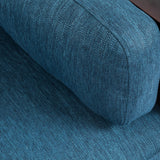 Sofia Mid-Century Modern Upholstered 3 Seater Sofa, Navy Blue and Dark Walnut Noble House