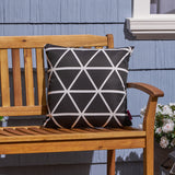 Union Outdoor Cushion, 17.75" Square, Modern Triangle Pattern, Contemporary, Black, White Noble House
