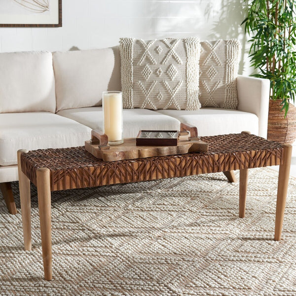 Safavieh Bandelier Leather Weave Bench BCH1000D