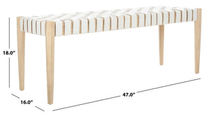 Amalia Leather Weave Bench