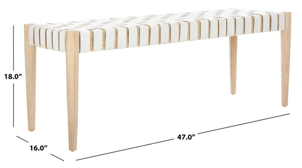 Amalia Leather Weave Bench