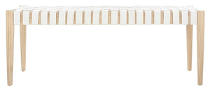 Amalia Leather Weave Bench