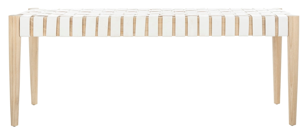 Amalia Leather Weave Bench