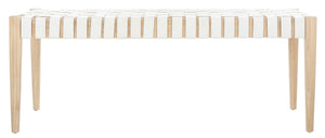 Amalia Leather Weave Bench