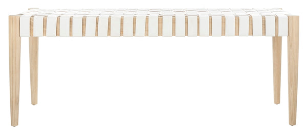 Amalia Leather Weave Bench