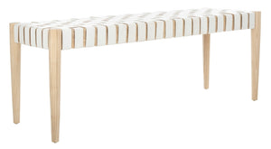 Amalia Leather Weave Bench