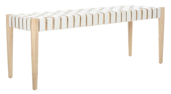 Amalia Leather Weave Bench