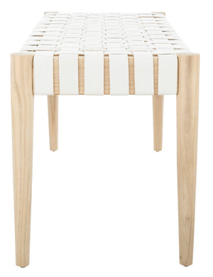 Amalia Leather Weave Bench