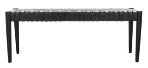 Amalia Leather Weave Bench - Stylish Accent for Entryway or Living Room with Durable Mindi Wood