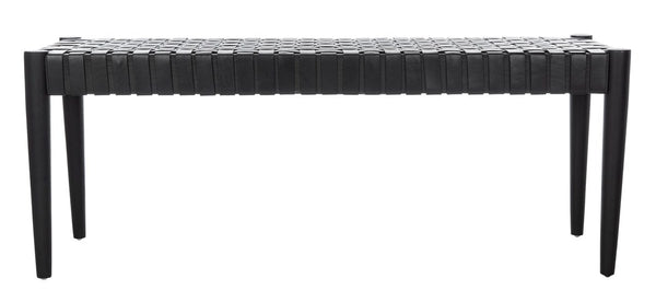 Amalia Leather Weave Bench - Stylish Accent for Entryway or Living Room with Durable Mindi Wood