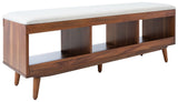 Cricket Open Shelf Bench W/ Cushion Cream Linen / Natural Acacia Wood BCH5000A
