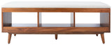 Cricket Open Shelf Bench W/ Cushion Cream Linen / Natural Acacia Wood BCH5000A