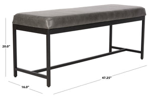Safavieh Chase Faux Leather Bench Grey Black BCH6204B 889048651159