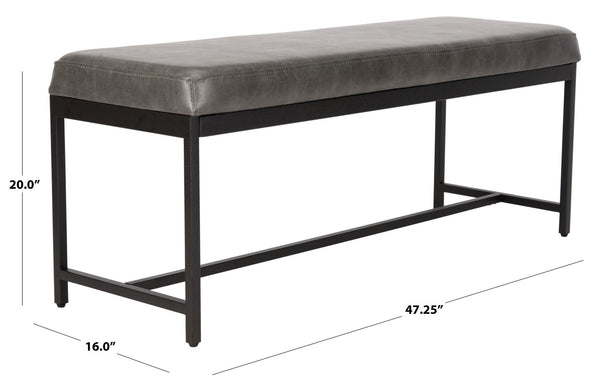 Safavieh Chase Faux Leather Bench Grey Black BCH6204B 889048651159